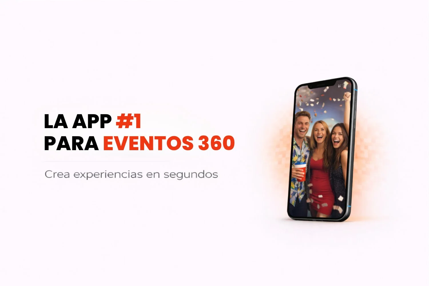 Phone showing a 360 video of three friends celebrating at a party
