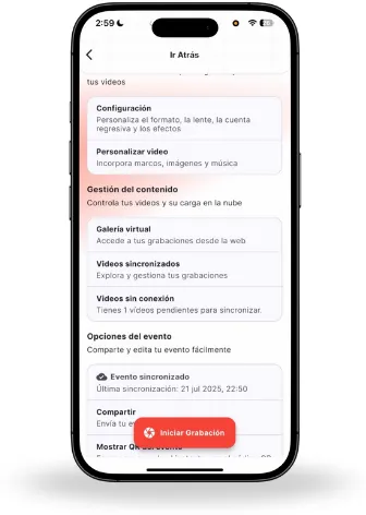 Snap360 local gallery showing the videos waiting to sync