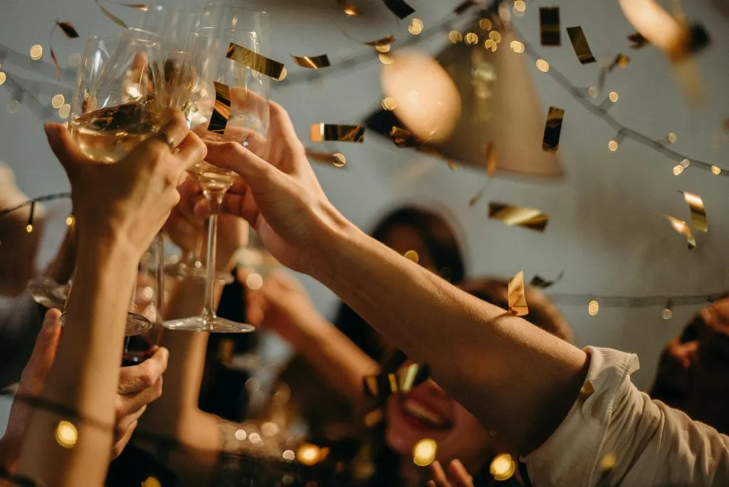 Friends celebrating together at an adult birthday party
