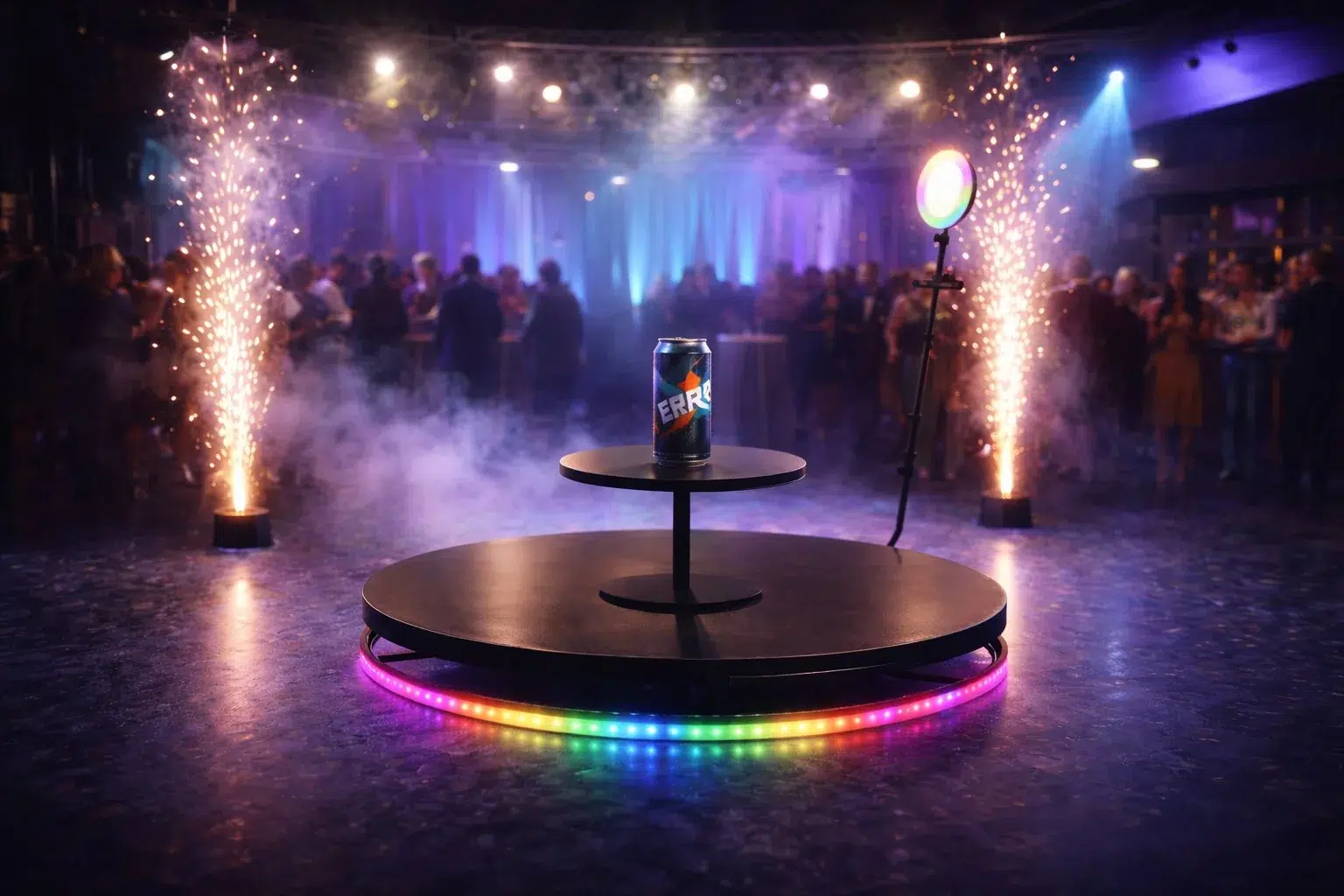 Guests filming a 360 photo booth video at a corporate brand activation