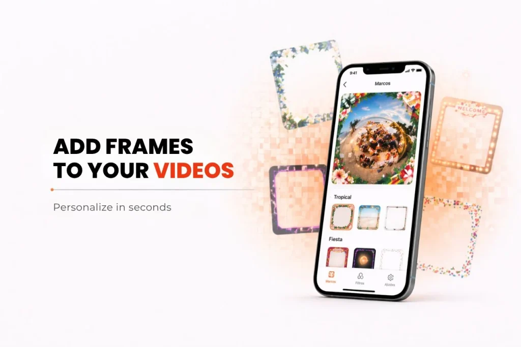 Snap360 অ্যাপে 360 ভিডিওতে ফ্রেম যোগ করা
