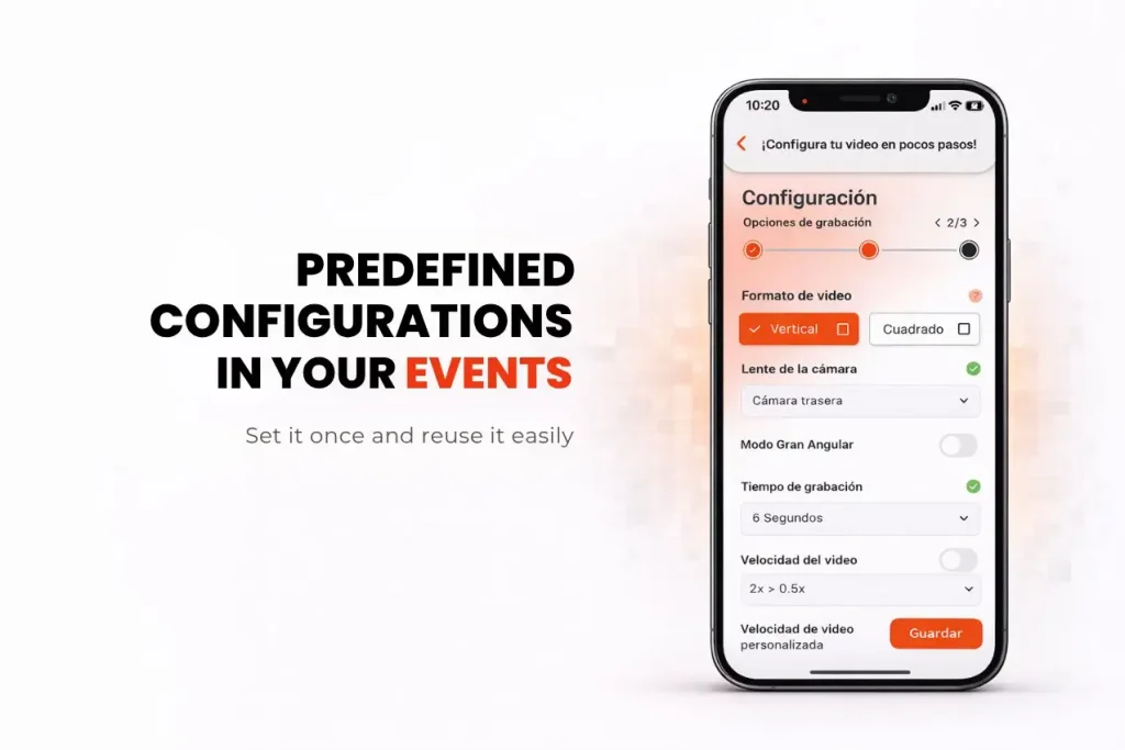 Voreingestellte Eventkonfiguration in der Snap360App