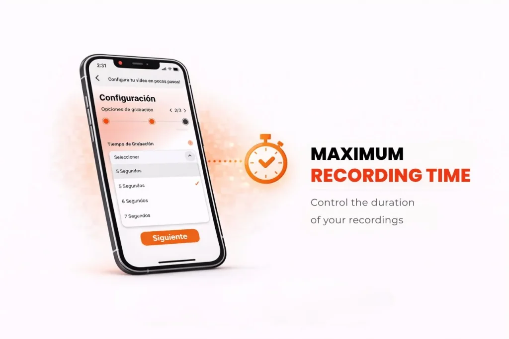 Snap360 में 360 वीडियो की अधिकतम रिकॉर्डिंग अवधि की सेटिंग