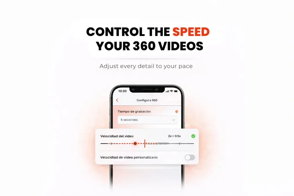 Câmera lenta em um vídeo de cabine 360 com Snap360App