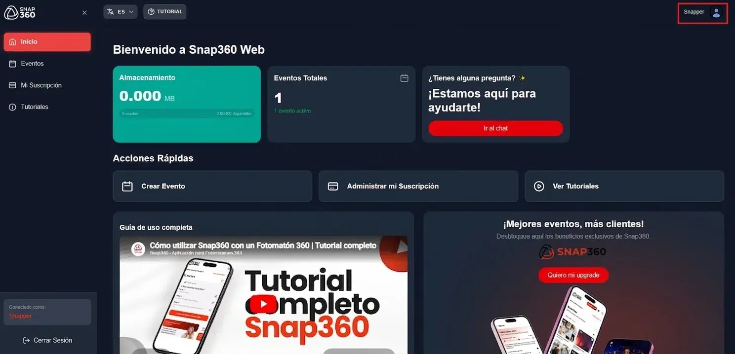 Snap360 event management and storage from a computer
