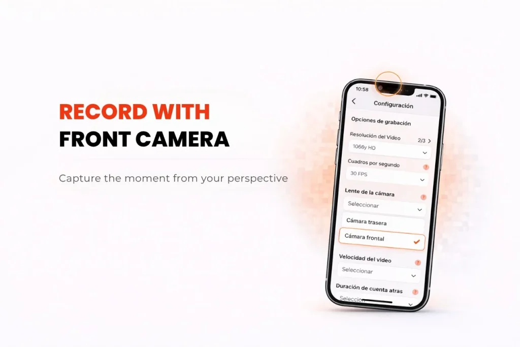 Nagrywanie filmów 360 przednim aparatem telefonu w Snap360