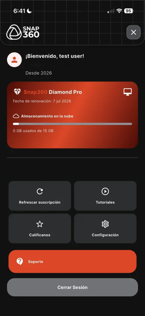 Step 2 to connect the GoPro: the Snap360App menu