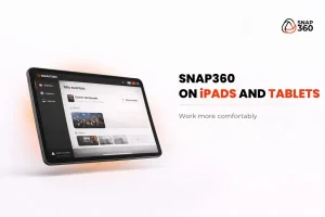 Snap360 otwarte na iPadzie z listą wydarzeń i galerią