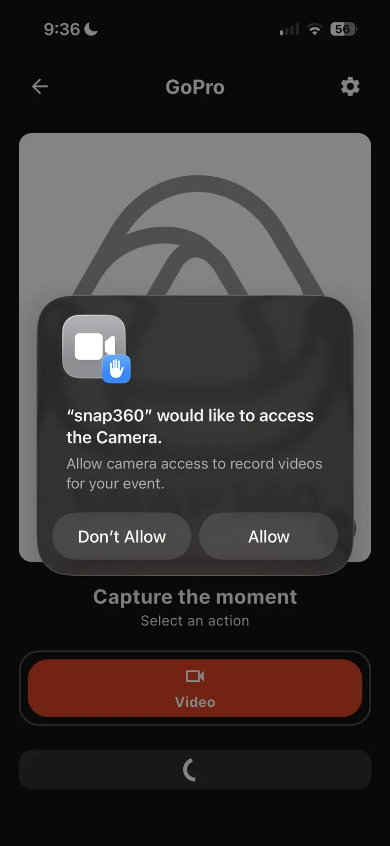 Autorisation d'accès à la caméra avant d'enregistrer avec Snap360 Autorisation d'accès à la caméra avant d'enregistrer avec Snap360