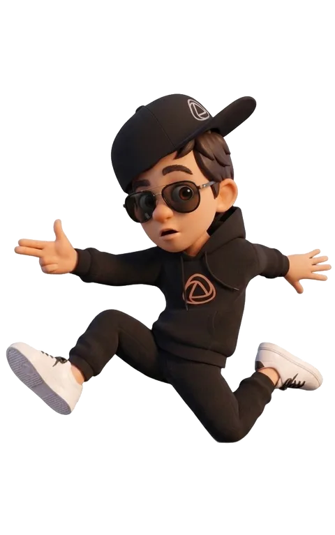 Snappy, the Snap360 mascot, jumping in sunglasses